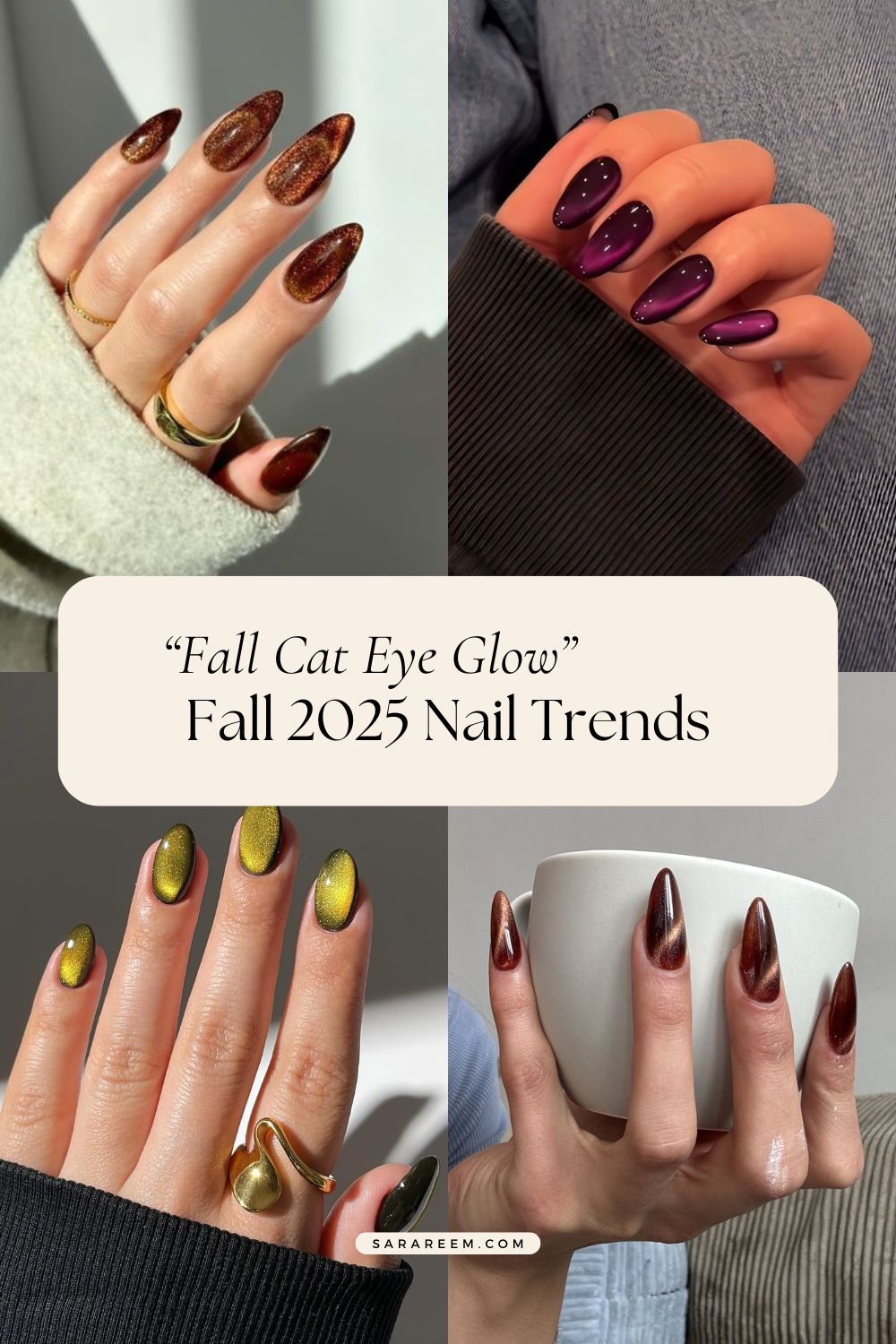 Fall 2025 Nail trends-Fall Cat Eye Glow