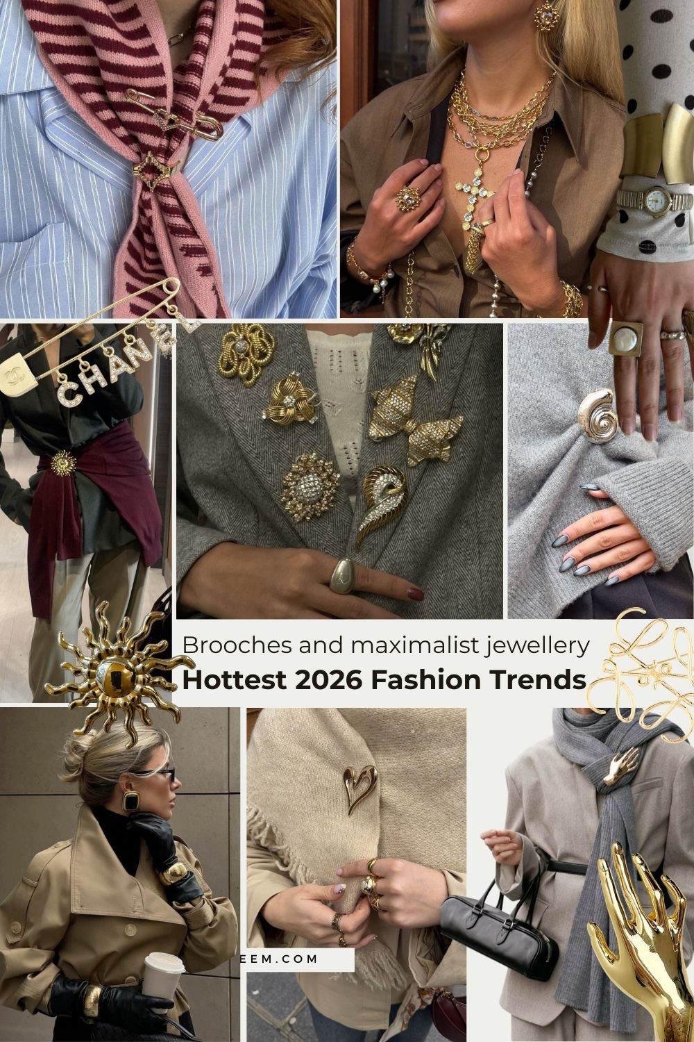 2026 Fashion Trends - Brooches and maximalist jewellery
