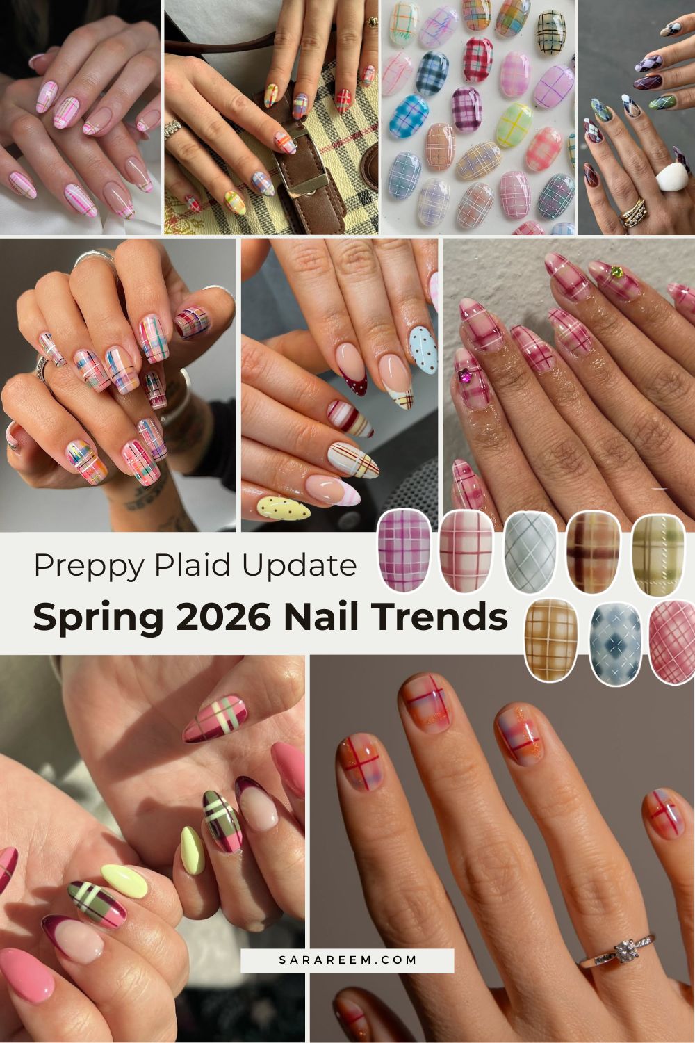 spring 2026 nail trends - Preppy Plaid Update