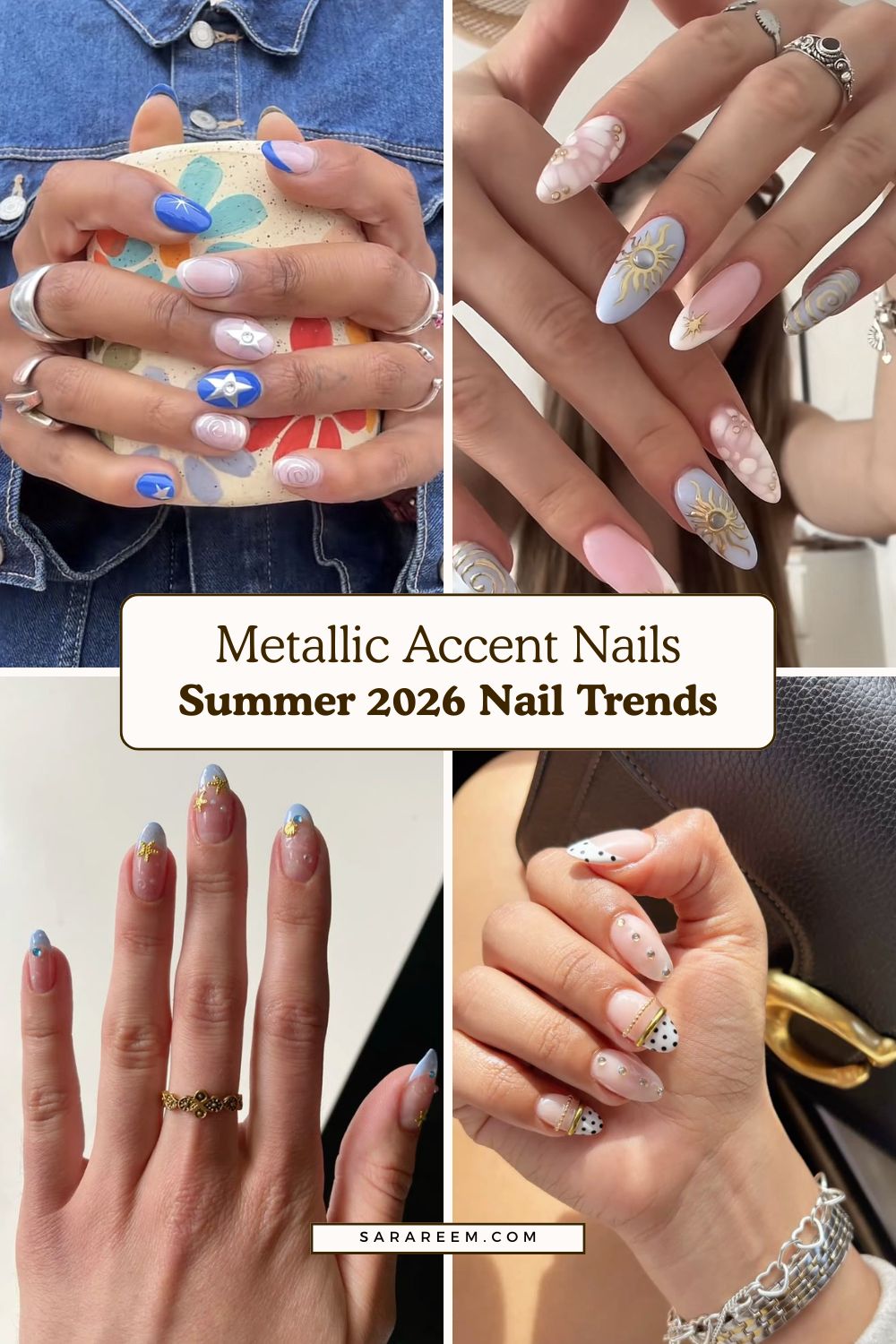 Summer 2026 nail trends - Metallic Accent Nails Summer 2026 nail trends - Metallic Accent Nails