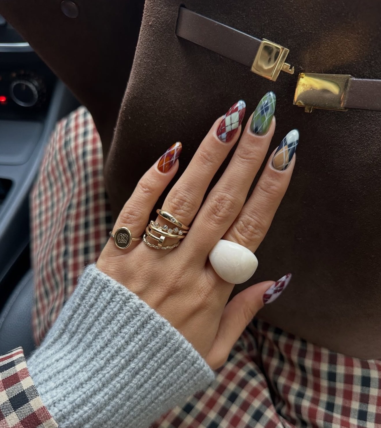 thenailbabeuk - plaid nails - argyle nails- preppy nails - checks nails